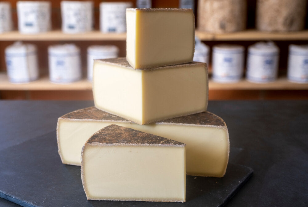 Display of Marechal, an unpasteurised, hard, alpine cheese from Switzerland made with cow's milk
